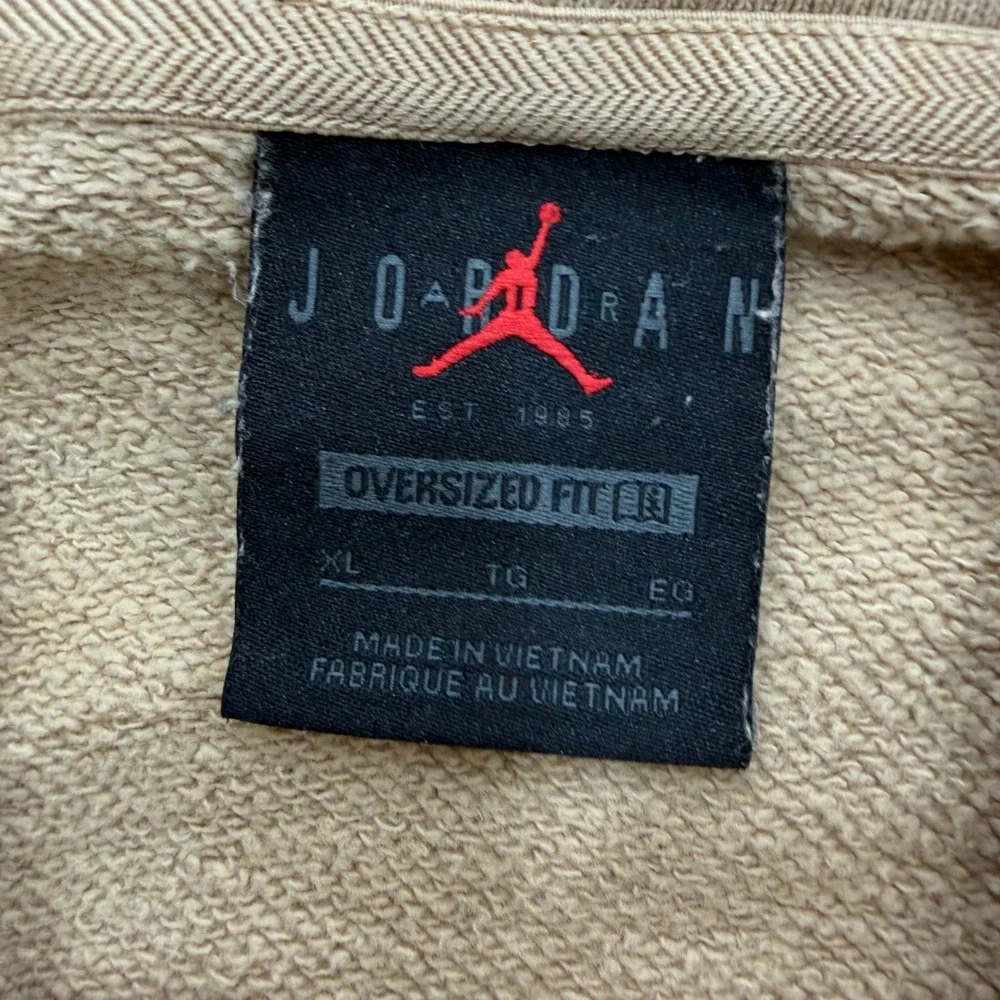 Jordan Flight Oversized Hoodie Mens XL Tan Khaki Acid Wash Cotton‎ CV2244-234